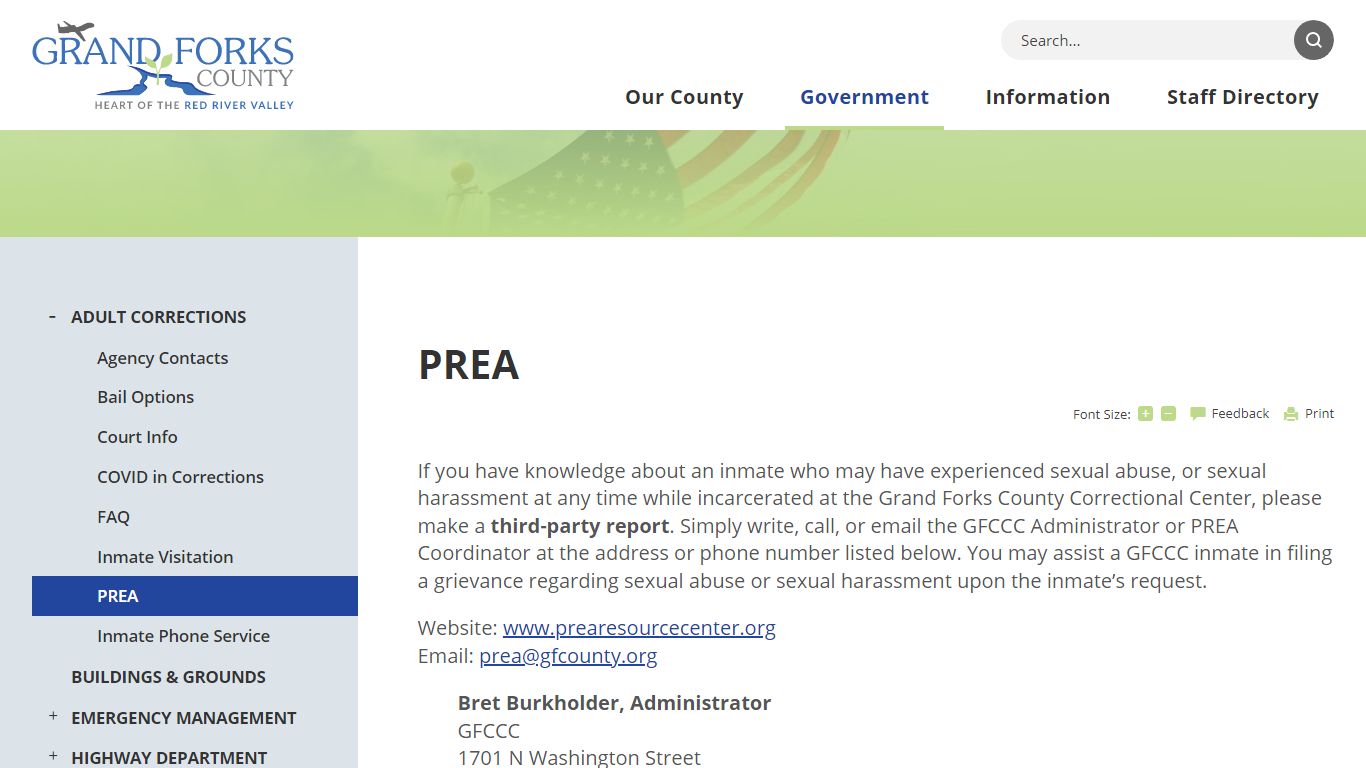 PREA | Grand Forks County, ND - North Dakota