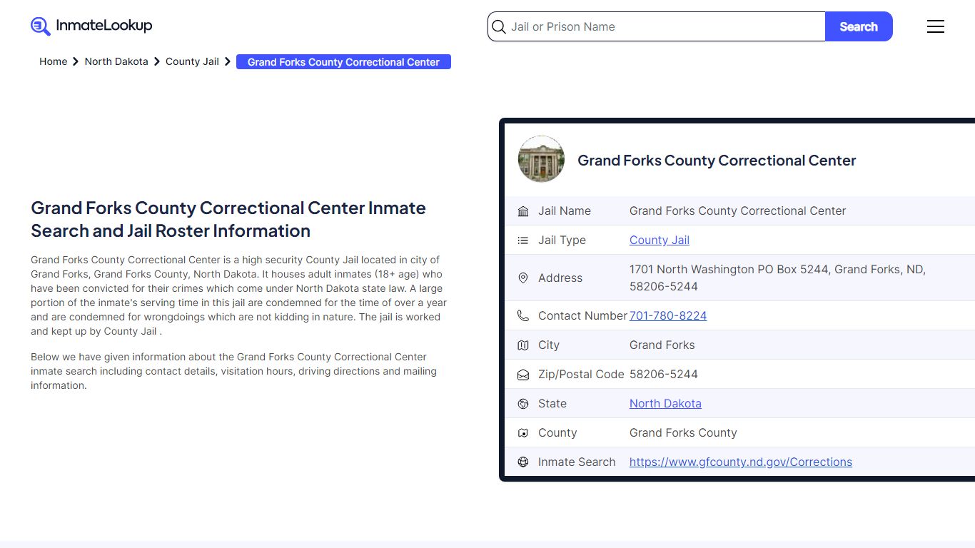 Grand Forks County Correctional Center Inmate Search, Jail Roster ...